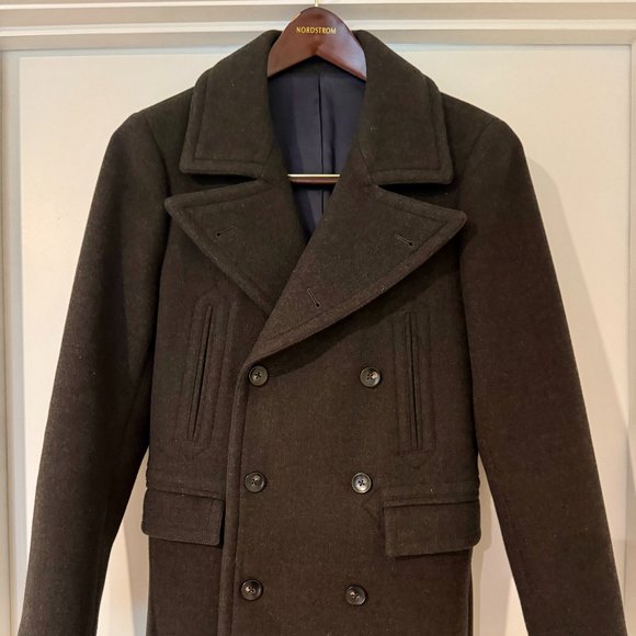 SUITSUPPLY Phoenix Men's Double breasted Wool Pea Coat in Grey - Size 34